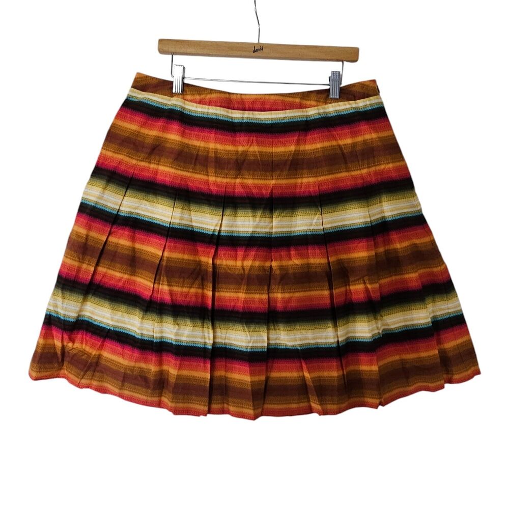 Talbots Pleated Full Skirt‎ Women Petite Size 16P Multicolor Stripe Cotton Lined - Picture 7 of 9